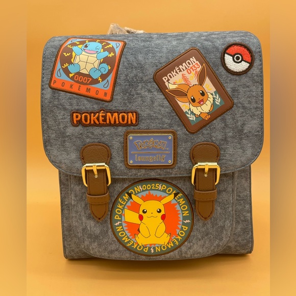Pokemon Handbags - Loungefly  X Pokemon Denim Patch Mini Backpack Women Purse Bag